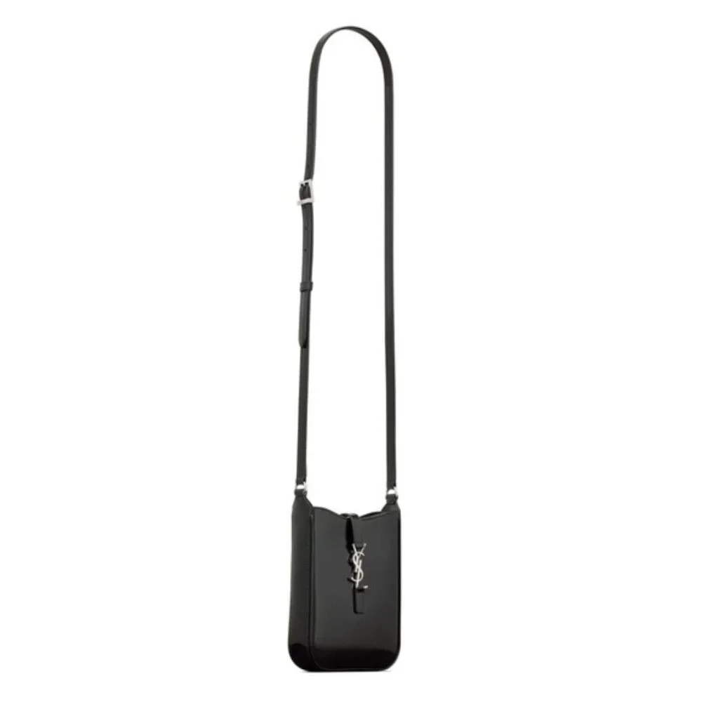 NWT YSL Le 5 A 7 mini vertical crossbody bag in black patent leather